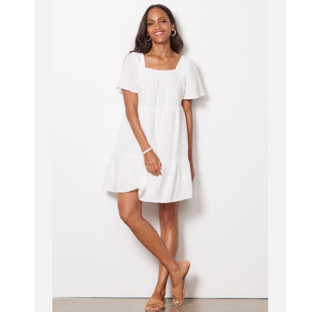 RAILS Valentine Cotton Gauze Dress in White.